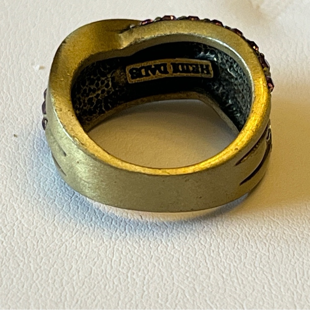 HEIDI DAUS Crossover Band Ring - Pink, Green, Purple Crystals - Sz 7.5 - Picture 3 of 6